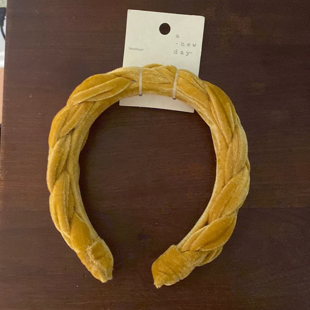 Mustard colored velvet headband